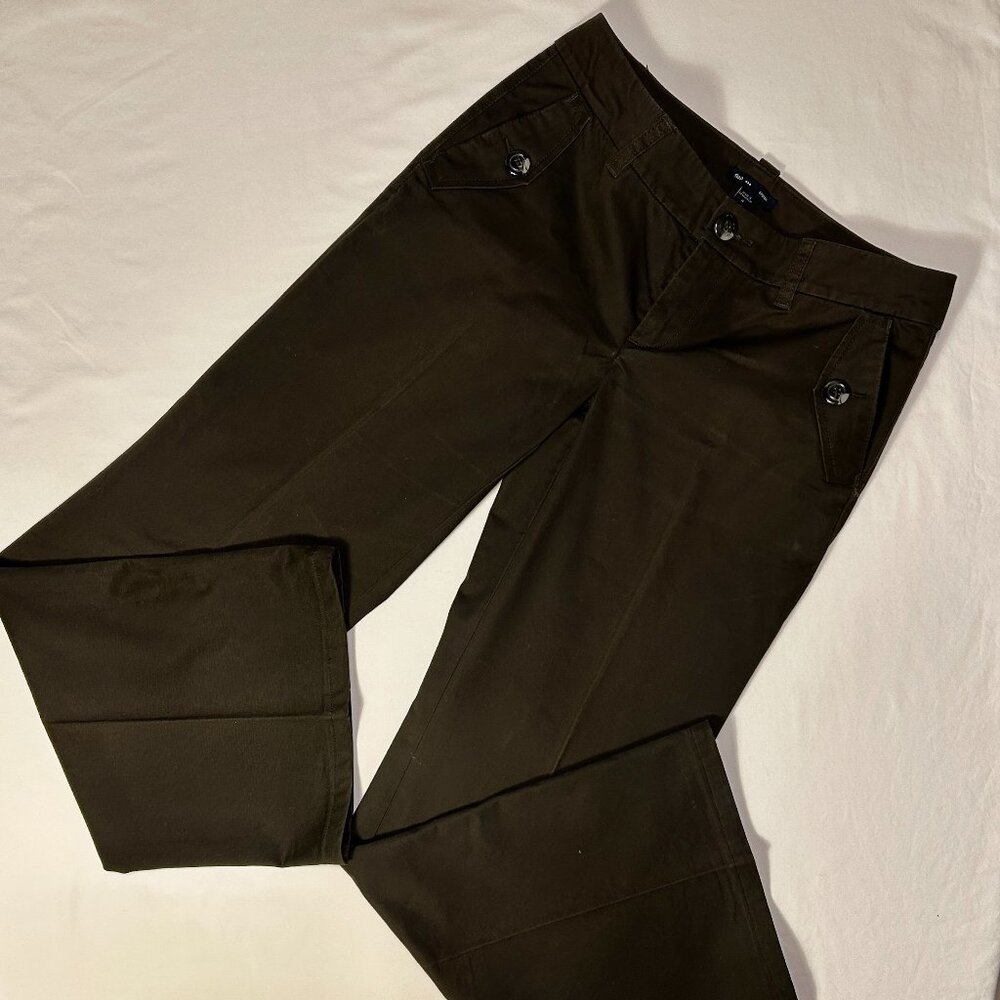 GAP Y2K LOW-RISE FLARE PANTS, BLACK, SZ 4 
16” WAIST (LOWRISE) —B—